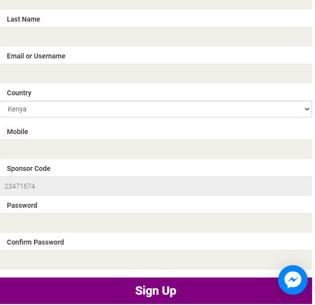 cash chat app registration form