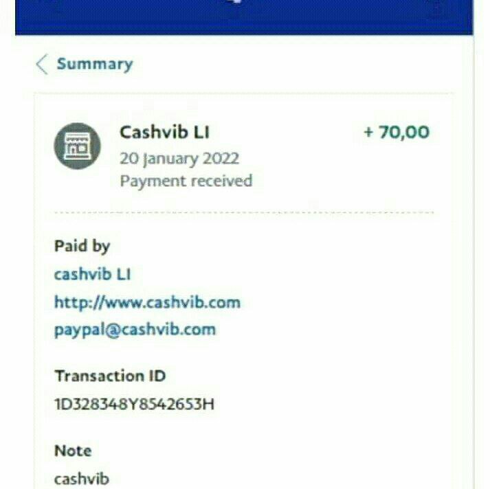 cashvib payment proof