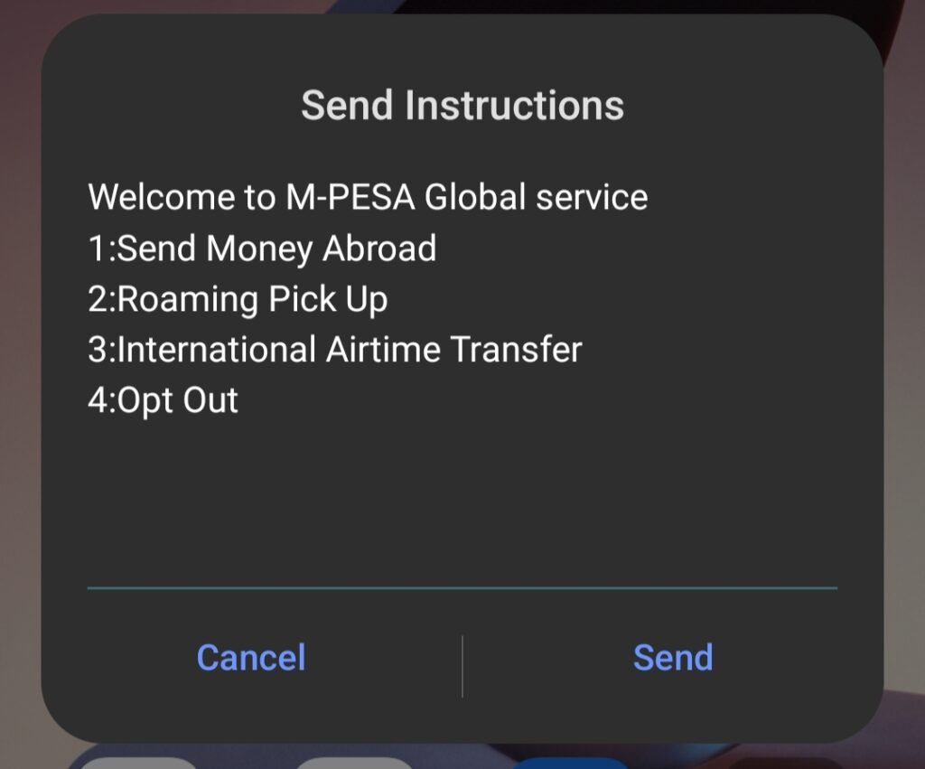 Send money abroad via Mpesa USSD